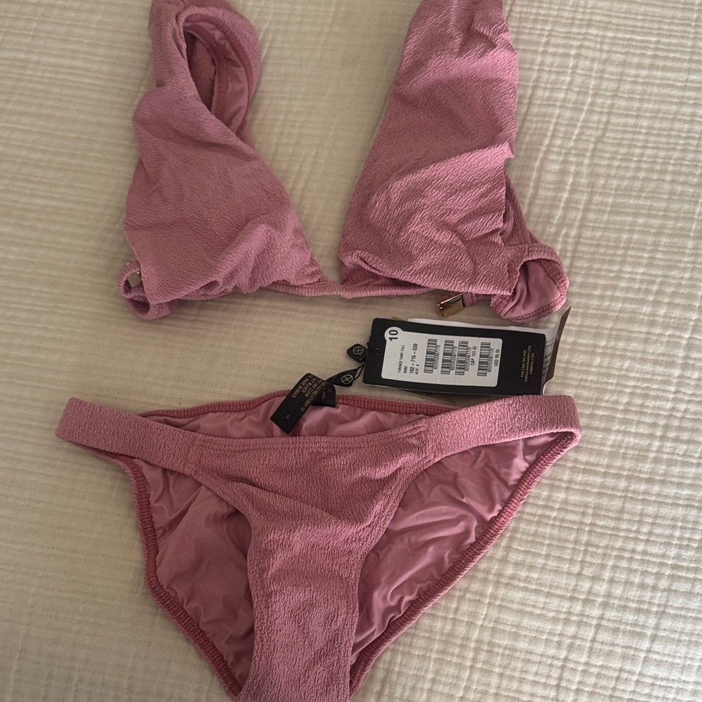 Pink Textured Bikini Set